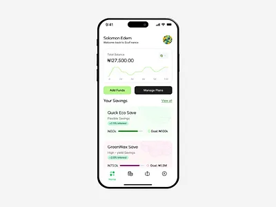 Eco - Finance App ai ai agent analytics dashbard eco financee fintech friendly green green energy hydro ui ui cards uiux