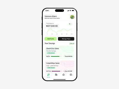 Eco - Finance App ai ai agent analytics dashbard eco financee fintech friendly green green energy hydro ui ui cards uiux