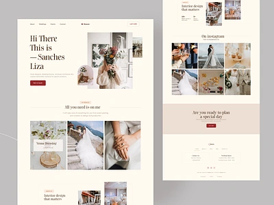 Wedding Planner Website Design bride event event management invitation landing page marriage minimal ui ux wedding card wedding planner website