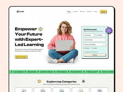 Brutalist E-Learning Website Template brutalism design e learning homepage landing page ui ux website