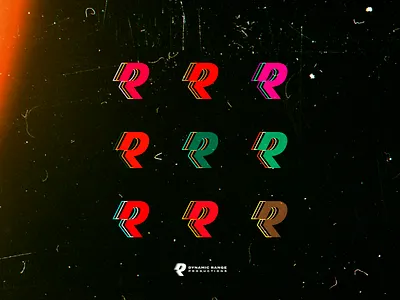 Logo variations for Dynamic Range Productions branding camera color dr drp film filming filmproduction grain gritty grunge lettermark logo oldschool r retro skater vhs video vintage