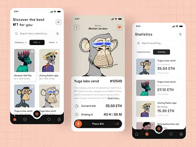 NFT Mobile App Design clean eth ios minimal mobile mobile app design mobile ui design nft nft app design nft mobile app product design ui design uiux design