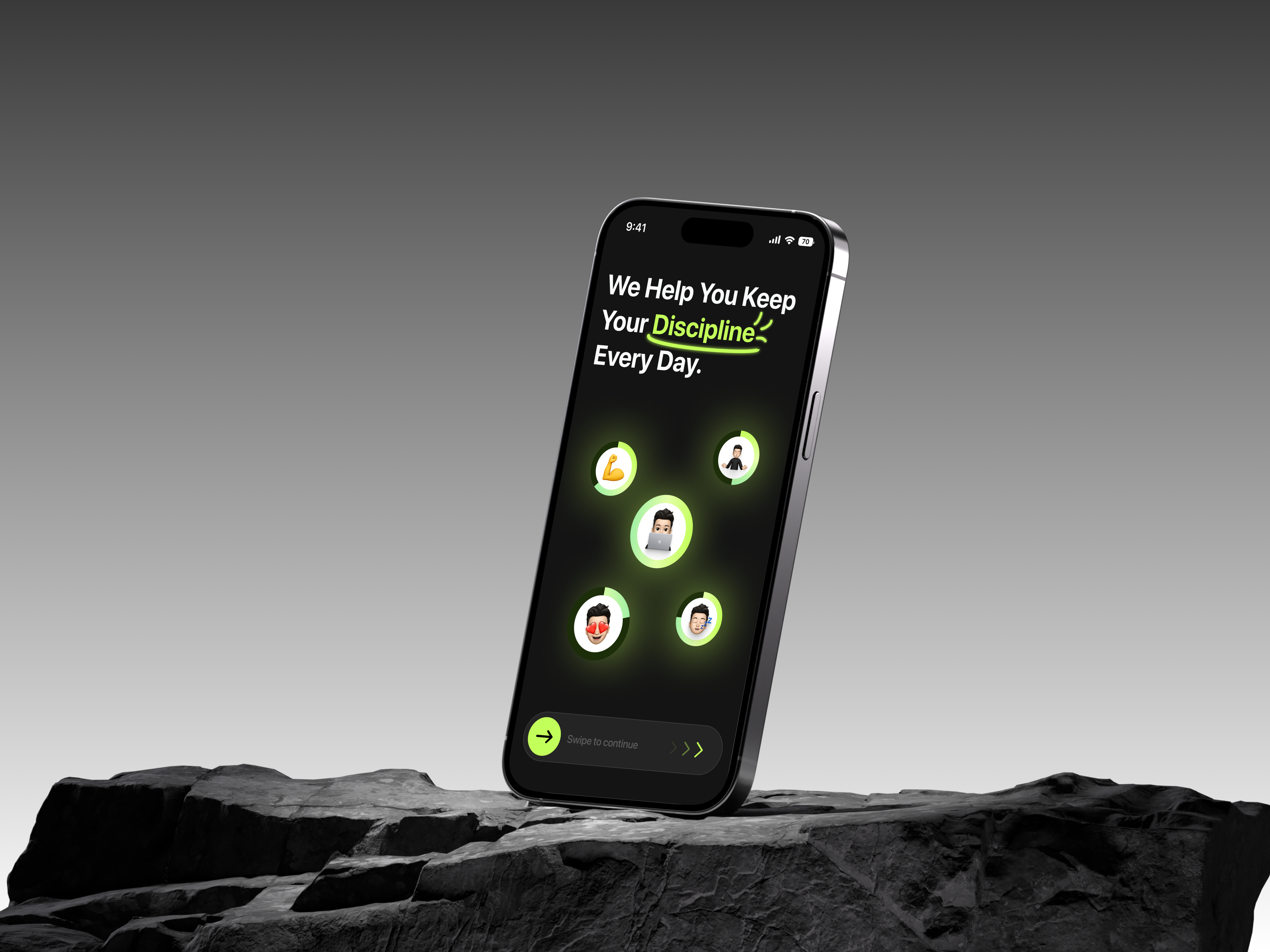 Habits - Mobile App app clean dark darkmode green habits idea minimal mobile mobileapp onboarding training ui user experience userinterface ux