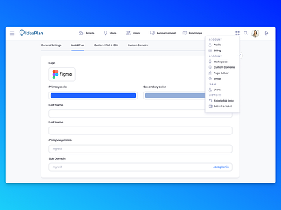 Appearance Settings for Web App UI appearance controls setting ui ux web app