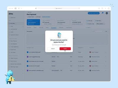 Delete modal - Ditto CRM 3d crm dashboard delete delete icon delete modal modal popover popup product design ui warning modal