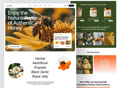 Melora - Honey e-Commerce Store agency branding business design ecommerce elementor framer herbal honey landing natural online page shop store template ui webflow website wordpress