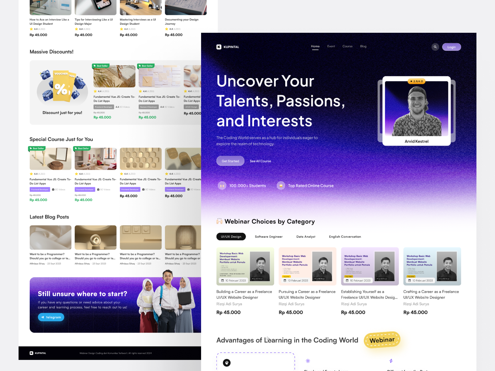 Kupintal – Online Learning Platform app course design free illustration illustrator join join now mockups online online course ui vector