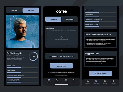 Daitee - Profile Analyser for Dating dating app dating app analyser dating app inspiration profile analyser profile app