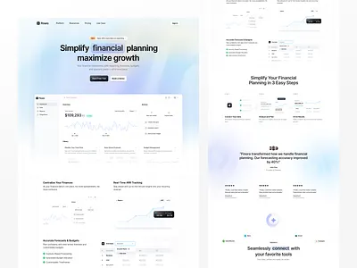 Finora - Landing Page budget chart dashboard data design features finance financial planning fintech graph illustration landing page minimalist morva morva labs product design saas track ui web
