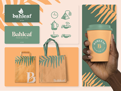 Bahleaf - Tea Rebrand Design b beverage branding cafe coffee cup drink herb icons leaf logodesigner natural negative space organic rebrand tea tea branding wellness