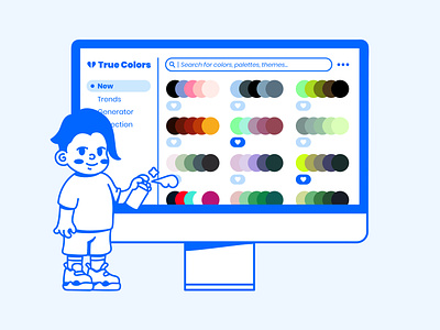 Color Palette Generator - Weekly Warm-Up art character color cute design doodle generator illustration interface kawaii landing line page paint palette ui ux vector warmup web