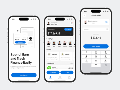 Finance Mobile App app bank bankig app banking card clean design finance financial fintech fintech app mobile mobile app money money transfer simple transactions ui uiux ux