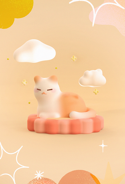 Sleepy kitten✨🧡 3d 3d art branding character design commision cute design digital art graphic design icon illustration logo ui