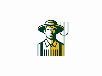 Farmer Logo agriculture branding crops design emblem farmer food geometric hat icon identity illustration lines logo man mark natural restaurant symbol vector
