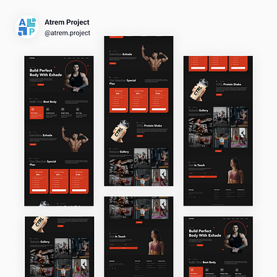 Exhade Gym - Landing Page Gym atrem project figma mobile app ui ui design uiux user interface ux ux design web design