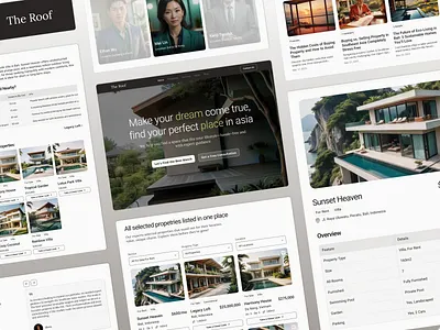 The Roof - Real Estate Framer Template blog blog articles carousel cms cms tables color styles detailed page faqs framer framer template link styles overlay property card property listing real estate slider template text styles
