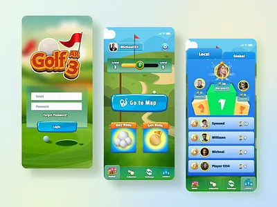 Golf Club Game UI adobe illustrator adobe photoshop adobe xd branding design figma golf game graphic design illustration logo mobile game design mobile game ui ui unity vector