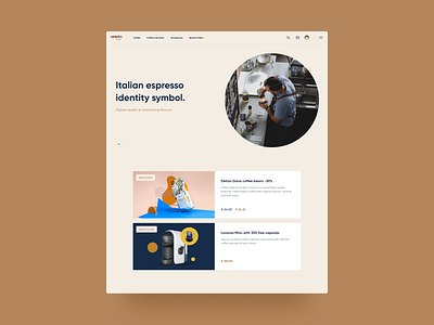 EspressoBlue | Home coffee design ecommerce hero home page interface items landing page minimalistic product products shop store ui ux web