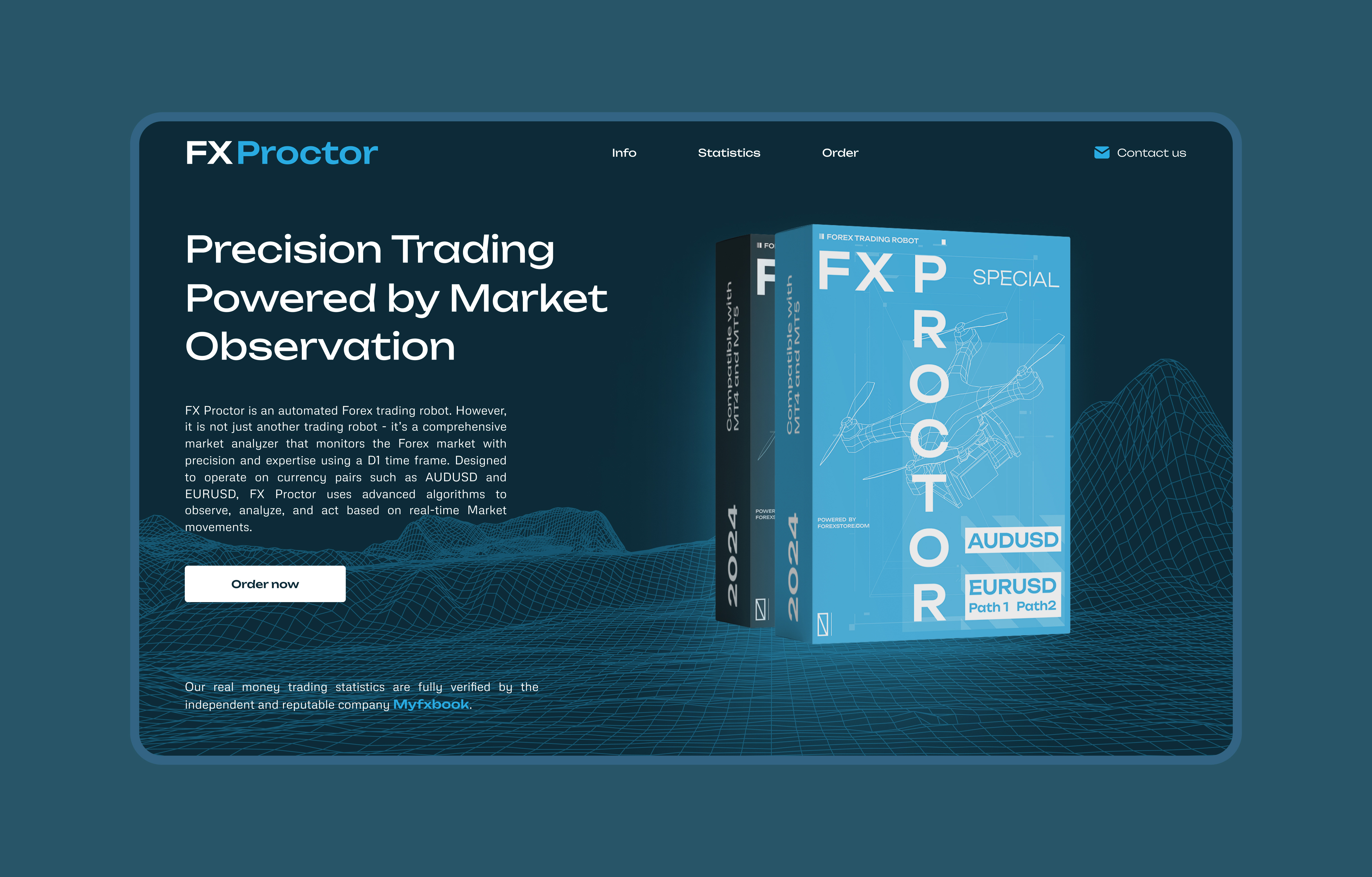 FX Proctor - Forex Trading Robot - Landing Page box branding business ea forex fx hero landing logo software trading ui ux webdesign website