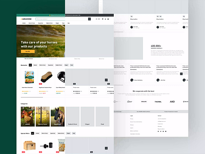 Agrarzone - Homepage agriculture animation blog categories clean design desktop ecommerce farm green horse motion graphics shop store testimonials ui ux web website wireframe