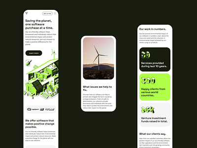 Earth Guardian 🌿 Landing Page Mobile about us clean eco green hero page illustration ios isometric mobile neon quote services subscribe sustainability testimonials trendy typography ui ux vector