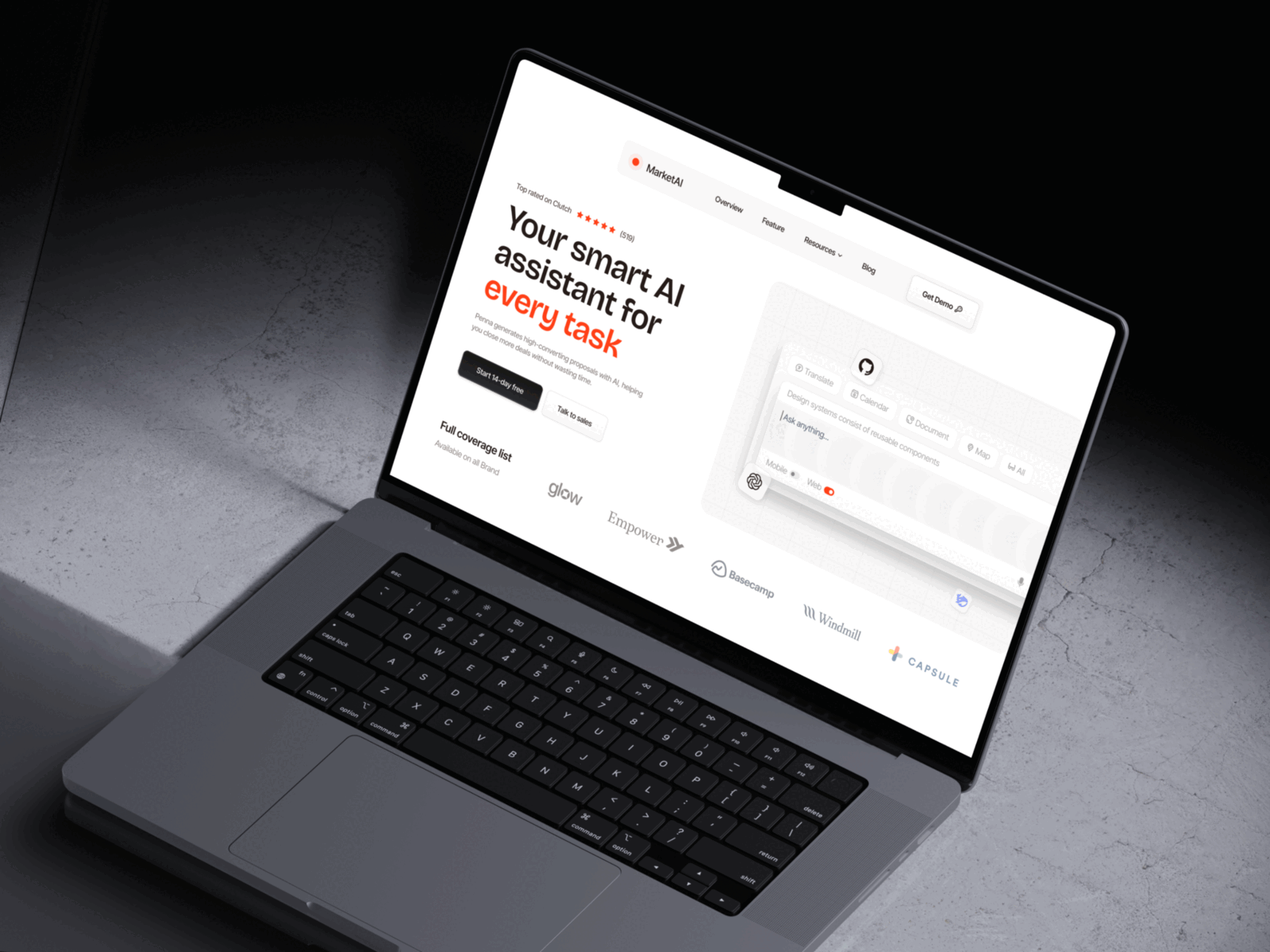 AI Agents for Task Management. ai agents animation framer development framer website home page landing page design motion graphics ui website website design