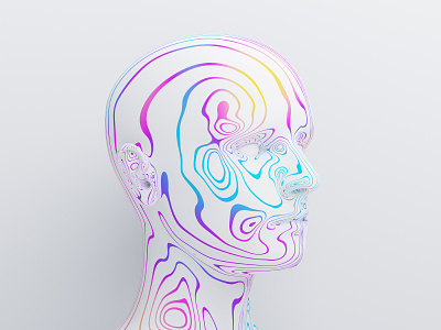 Head 3d abstract art blender colorful concept design face head human illustration iridescent man render shape visual