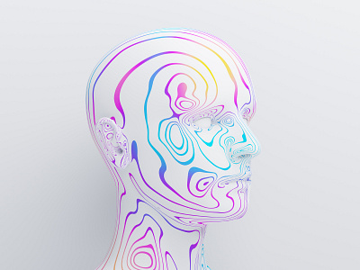 Head 3d abstract art blender colorful concept design face head human illustration iridescent man render shape visual