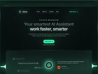 AI Agents Website Design ai agents ai landing page ai website dark ui hero section landing page mvp design ui website website design