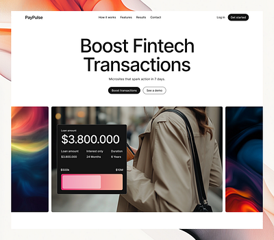 PayPulse - Fintech Transaction Booster fintecth home page landing page ui ui design ux ux design web design