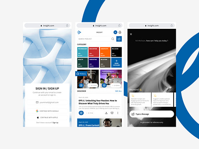 INSIGHT - PODCAST APP app application audio clean design design events exploration mic mobile app podcast screen app sharing showcase simple design talks ui uidesign uiuxdesign web app website