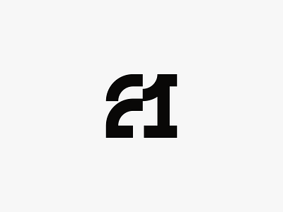 21 Twenty One 21 black branding custom mark geometric lettermark logo mark minimalism monogram number numbers numerical simple simple mark