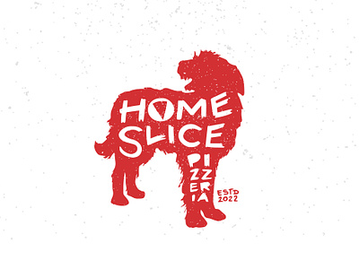 Home Slice Pizzeria black dog fast food grain home logo modern pizzeria red slice stray