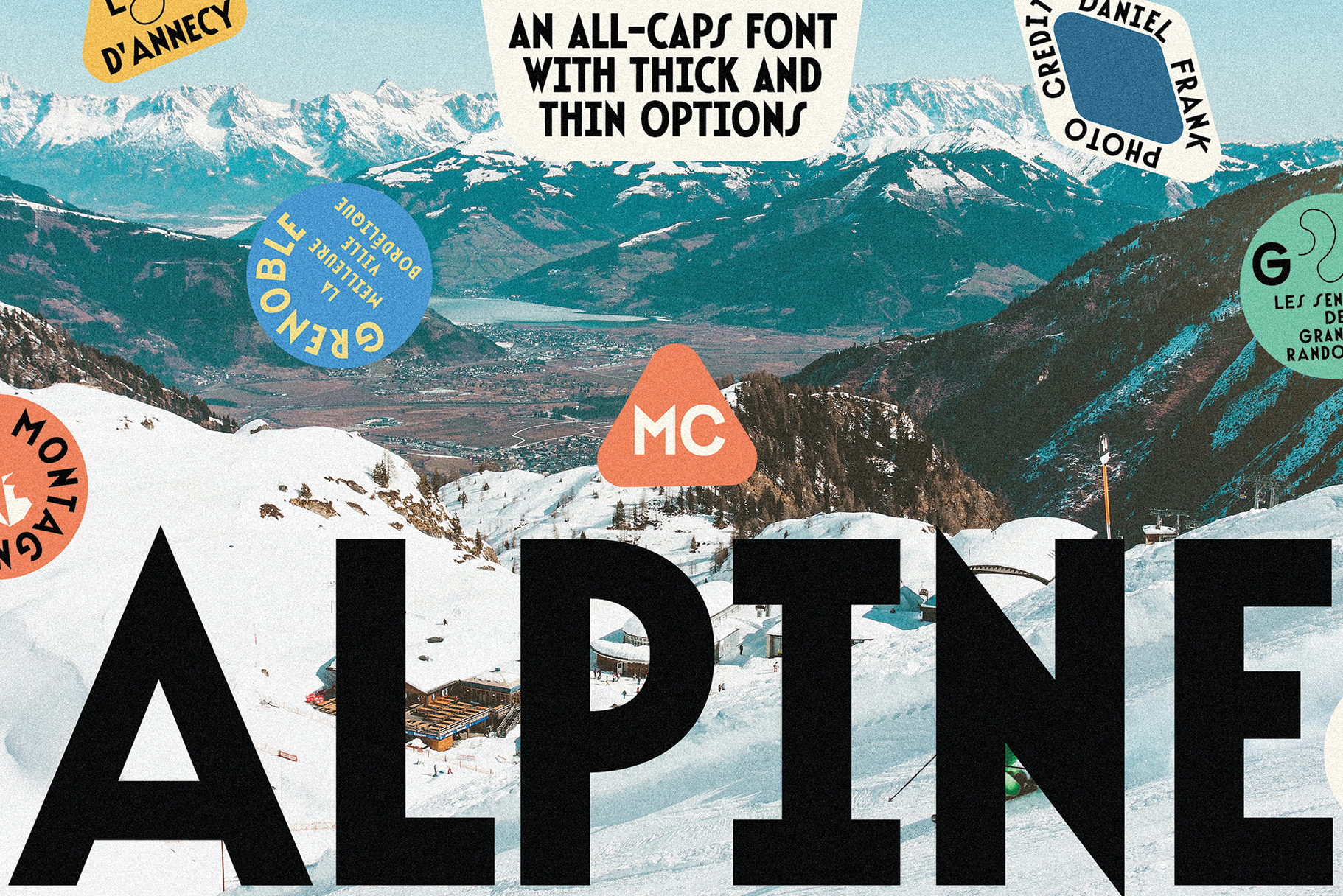 MC Alpine - Font alpine alps art direction branding design display font design fonts graphic design leisure modern outdoor activities sans serif skiing snowboarding travel type type design typography winter sports