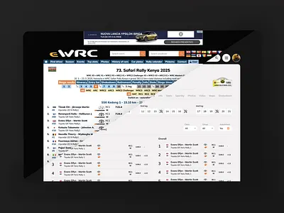 eWRC Results UI concept redesign dark mode design motorsport motorsport ui rally redesign ui ui design ux wrc