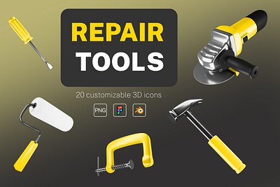 3d icons pack - Repair tools 3d icons pack 3d icons tools 3d render icons branding design figma icons figma icons design figma template illustration repair tools ux ui design web icons web template