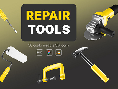 3d icons pack - Repair tools 3d icons pack 3d icons tools 3d render icons branding design figma icons figma icons design figma template illustration repair tools ux ui design web icons web template