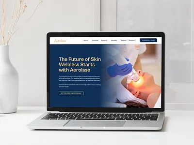 Aerolase® Website Rebranding blue branding brass clean dark gold health laser medical skin ui uiux ux webdesign website wellness