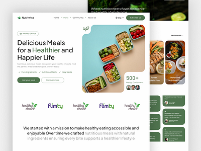 Nutriwise - Healthy Food Landing Page beverage design diet eating food and drink healthy healthy eating healthy life healthy lifestyle healthyfood homepage landing page modern nutrition organic food shop ui web web design website design