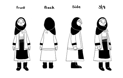 Character Design black white character colored digital illustration landscape procreate