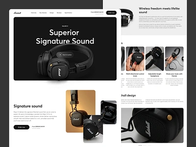 Website design | Marshall headphones online store branding design ecommerce graphic design hero screen landing page marshall online store store design ui web design website design