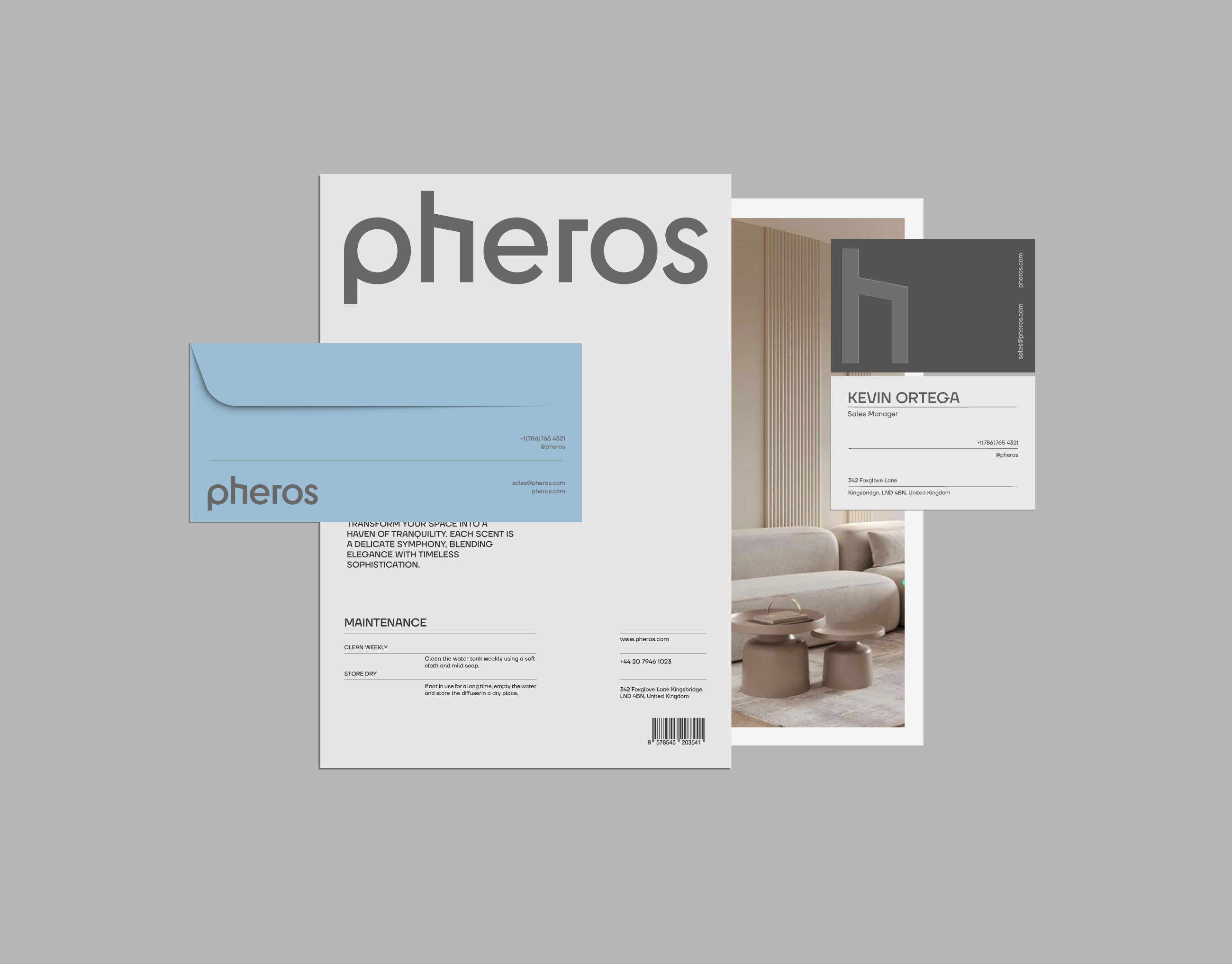 Pheros 3d architecture brand identity branding candle design diffuser label logo minimal packaging scent ui