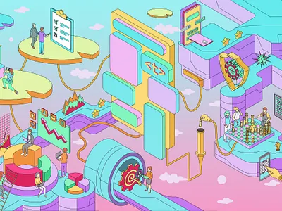 Illustration for GoDaddy digital art drawing editorial illustration illustrator isometric