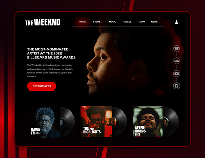 THE WEEKND — Website Concept adobe xd apple music artist design graphic design marketplace musician navigation product shot spotify the weeknd ui ui design ui ux web web design webdesign website website concept