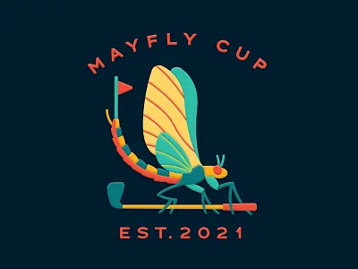 mayfly cup logo boys bug chill club crest cup fairway flag golf green insect logo mayfly par pin pole south tournament wings