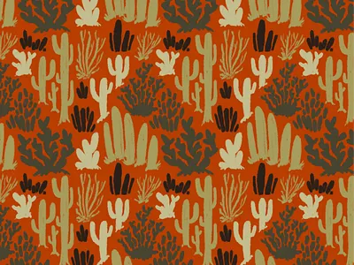 Terracotta Terrain: Desert Flora Pattern cacti desert pattern pattern design southwestern design textile art