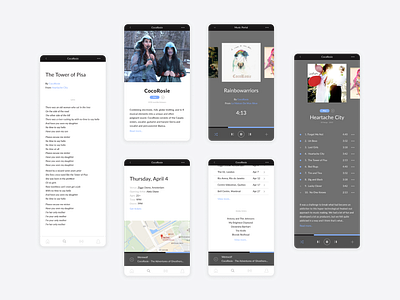 Music artist profile page app cocorosie freelance humble beginnings mobile music music app product design ui ux