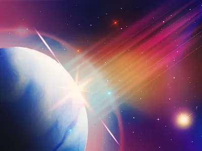 Retro Sci-fi Star Trek Inspired Digital Art alien planet aliens bob peak concept art flares glint movie poster designer outer space photoshop photoshop textures planet retro sci fi retro space scifi space design star trek synthwave vaporwave