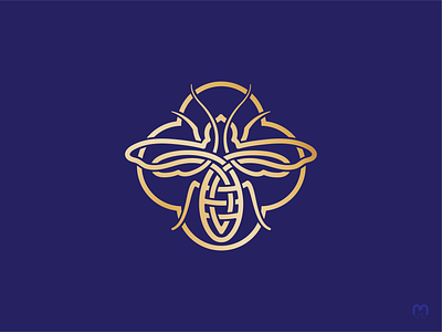 Honey bee logo design bee blue celtic knot emblem golden honey knotwork logo design logotype motion graphics
