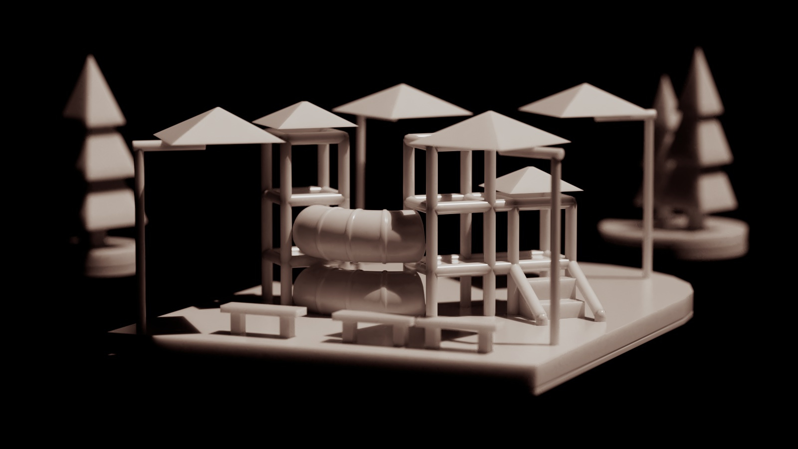 Playground WIP 3d c4d cinema 4d dof fun outside play gym playground redshift render sss